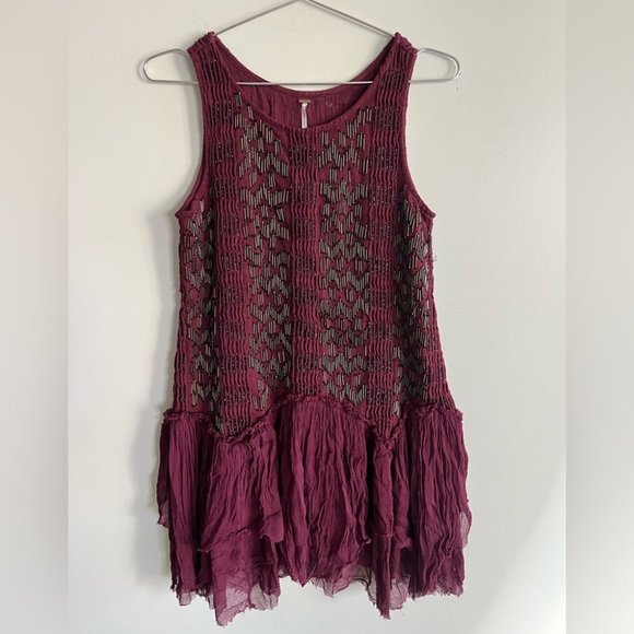 Free People Dresses & Skirts - Free People Showroom Geo Drop Waist Beaded  Boho Dress